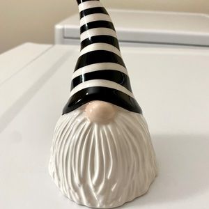 Black and White Striped Hat Gnome Statue Decoration